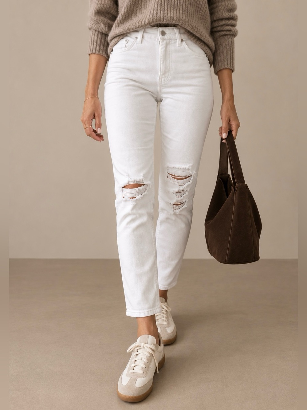 AGOLDE Sophie Crop High Rise Distressed White Jeans - Size 27